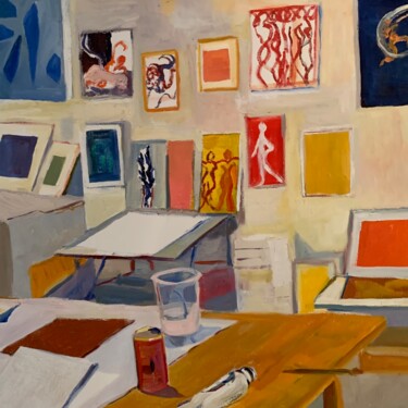 Painting titled "Studio" by Esther Garcia Eder, Original Artwork, Oil