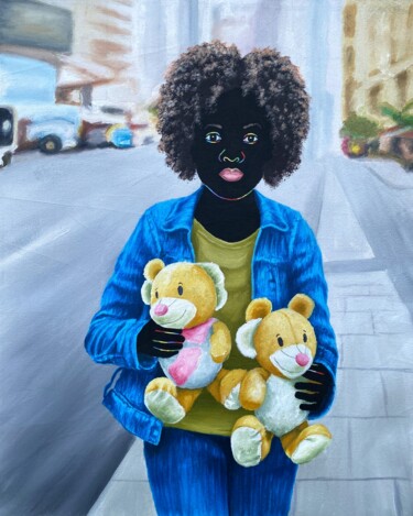 Painting titled "Cuddly treasures" by Esther Oyeyemi, Original Artwork, Acrylic