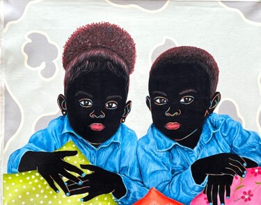 Schilderij getiteld "Pillow Play" door Esther Oyeyemi, Origineel Kunstwerk, Acryl