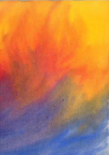 Painting titled "Fire and Ice" by Esther Teixeira Jossi, Original Artwork, Watercolor