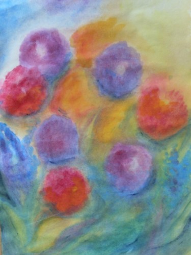 Peinture intitulée "Blumen im Garten" par Esther Teixeira Jossi, Œuvre d'art originale, Aquarelle