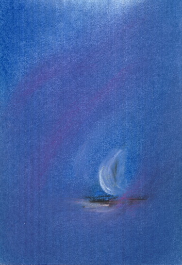 Malerei mit dem Titel "Boot  auf dem See" von Esther Teixeira Jossi, Original-Kunstwerk, Pastell