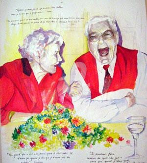 Peinture intitulée "Papi et Mamie Perera" par Esther, Œuvre d'art originale, Huile
