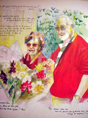 Peinture intitulée "Papi et Mamie Valan…" par Esther, Œuvre d'art originale