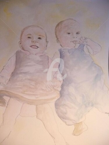 Dibujo titulada "Bébés" por Esther, Obra de arte original