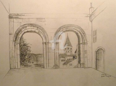 Drawing titled "Cluny Portail" by Esther, Original Artwork