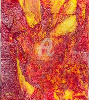 Malerei mit dem Titel "Coeur de feu" von Esther, Original-Kunstwerk