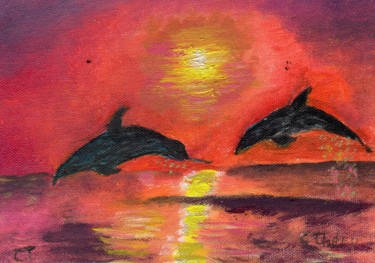 Peinture intitulée "dauphins076.jpg" par Demoncheaux, Œuvre d'art originale