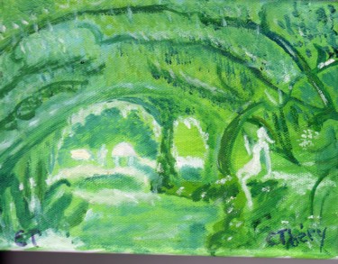 Peinture intitulée "repos-dans-la-verdu…" par Demoncheaux, Œuvre d'art originale, Huile