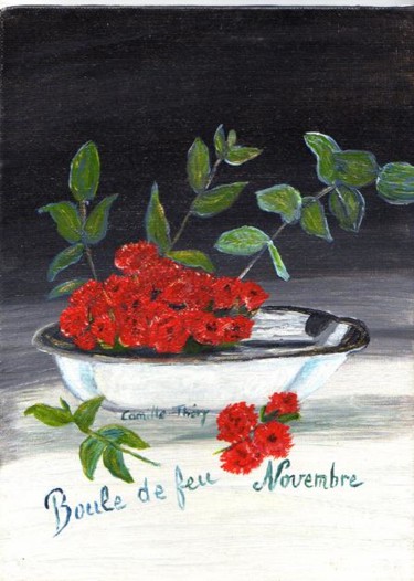 Peinture intitulée "CORBEILLE  DE FLEUR…" par Demoncheaux, Œuvre d'art originale