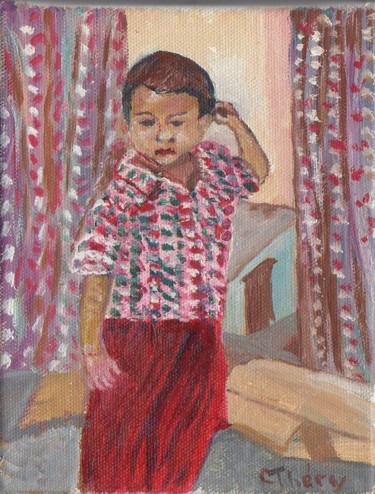 Painting titled "ENFANT DES INDES" by Demoncheaux, Original Artwork, Oil