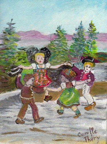Peinture intitulée "LA RONDE DES ENFANTS" par Demoncheaux, Œuvre d'art originale, Huile