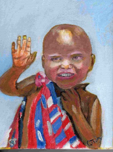 Pintura intitulada "enfant-afrique195.j…" por Demoncheaux, Obras de arte originais