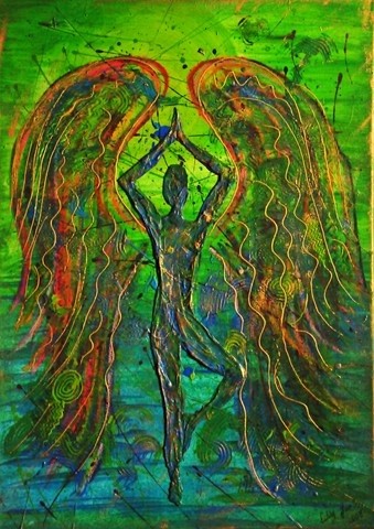 Malerei mit dem Titel "Angel - Meditation" von Esthy Baltisberger, Original-Kunstwerk, Acryl