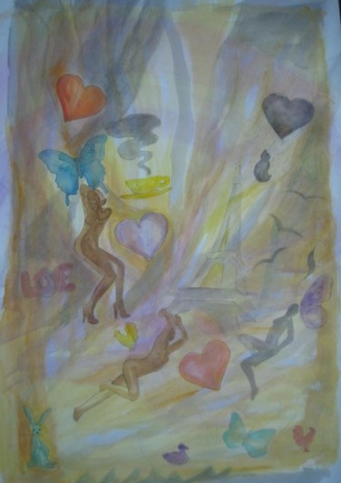 Painting titled "From Paris with Love" by Laetitia Audrey Boswell, Original Artwork