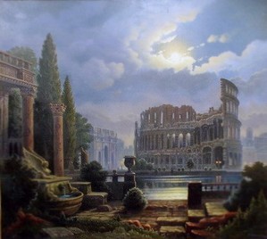 Картина под названием "ночной рим" - Estilba, Подлинное произведение искусства, Масло