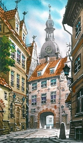 Картина под названием "старый город" - Estilba, Подлинное произведение искусства