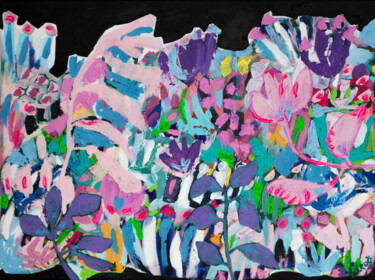Malarstwo zatytułowany „Flowers Everywhere…” autorstwa Eszter Kerdö, Oryginalna praca, Akryl Zamontowany na Drewniana rama n…