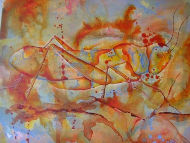 Pintura intitulada "la sauterelle" por Carole Louise Barbier, Obras de arte originais