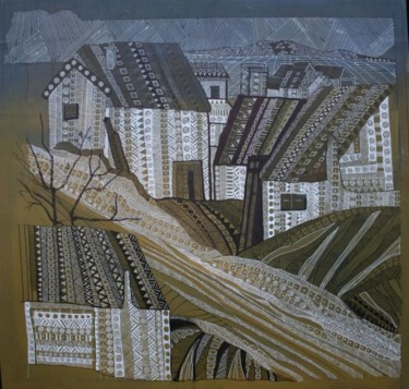 Peinture intitulée "village" par Carole Louise Barbier, Œuvre d'art originale