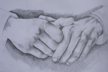 Dessin intitulée "les mains du travai…" par Carole Louise Barbier, Œuvre d'art originale