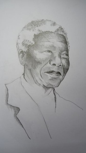Dessin intitulée "Nelson Mandela" par Carole Louise Barbier, Œuvre d'art originale