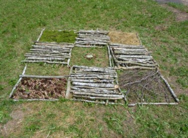 Installation intitulée "land_art_damier.jpg" par Carole Louise Barbier, Œuvre d'art originale