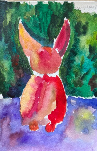 Painting titled "Eggcat: a colorful…" by Eteri, Original Artwork, Pencil