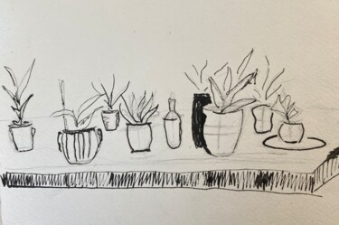 "Plants in Pots" başlıklı Tablo Eteri tarafından, Orijinal sanat, Mürekkep