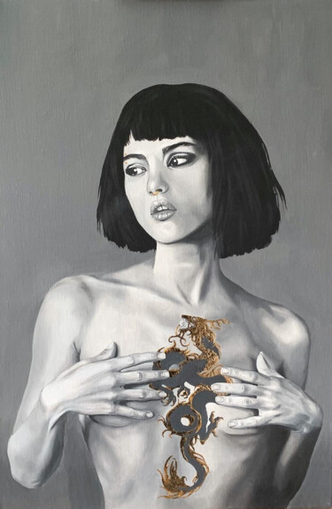 Картина под названием "The girl with the d…" - Etery Sidyakina, Подлинное произведение искусства, Масло