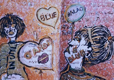 Digital Arts titled "BLUES" by Ethel Feldman, Original Artwork, Gel pen