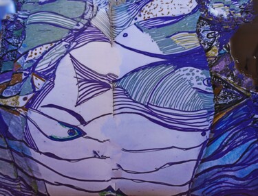 Arte digital titulada "Cara Peixe6" por Ethel Feldman, Obra de arte original, Pluma de gel
