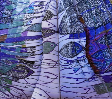 Arts numériques intitulée "Peixes4" par Ethel Feldman, Œuvre d'art originale, Stylo gel