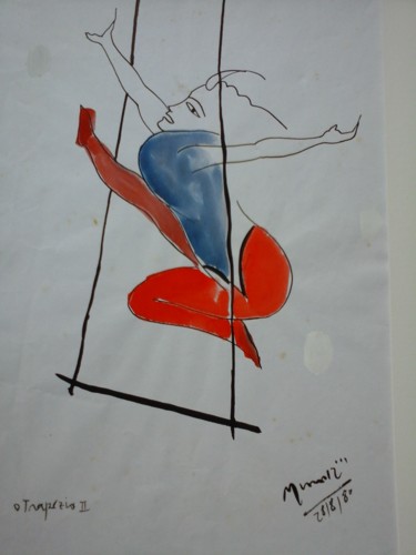 Dessin intitulée "Les trapezistes" par Ethel Muniz, Œuvre d'art originale, Autre