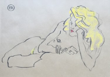 Drawing titled "A755 Ambre - blond…" by Etienne Bonnet, Original Artwork, Chalk