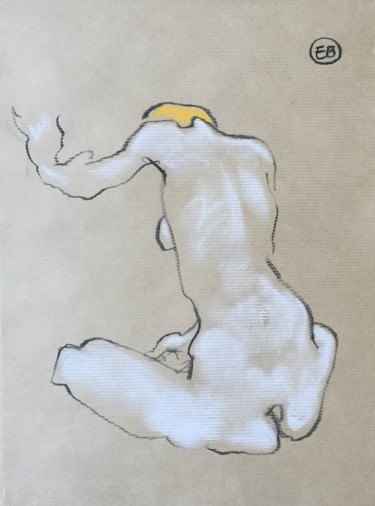 Drawing titled "A833 Ambre - seated…" by Etienne Bonnet, Original Artwork, Chalk
