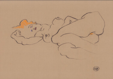 Drawing titled "A591 Doris laying" by Etienne Bonnet, Original Artwork, Pastel