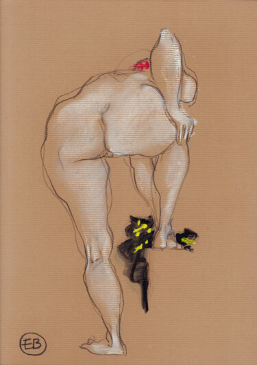 Drawing titled "A664 La toilette de…" by Etienne Bonnet, Original Artwork, Pastel