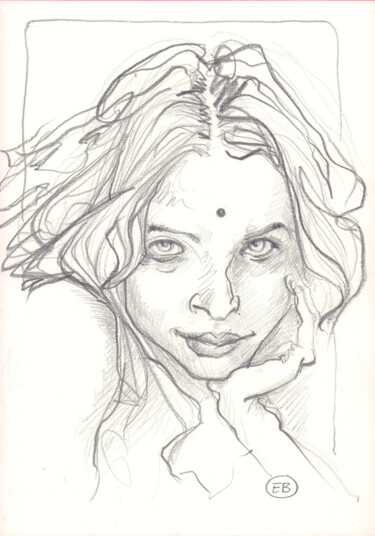 Dibujo titulada "A838 Michelle" por Etienne Bonnet, Obra de arte original, Lápiz