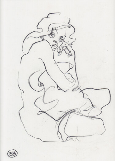 Drawing titled "A646 Maria" by Etienne Bonnet, Original Artwork, Conté