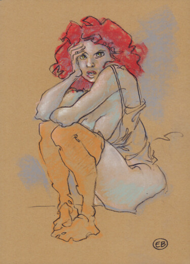 Drawing titled "A449 Régine" by Etienne Bonnet, Original Artwork, Pastel
