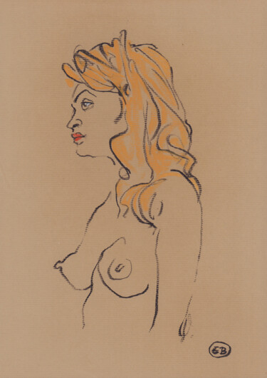 Рисунок под названием "A835 Thérèse" - Etienne Bonnet, Подлинное произведение искусства, Пастель