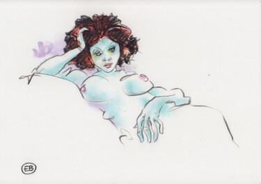 Zeichnungen mit dem Titel "A337 Elisabeth" von Etienne Bonnet, Original-Kunstwerk, Pastell