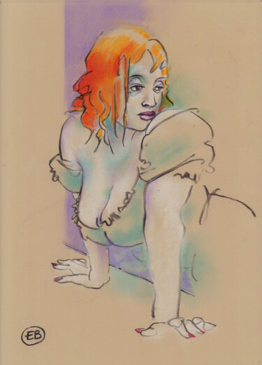 Zeichnungen mit dem Titel "A551 Zoé" von Etienne Bonnet, Original-Kunstwerk, Pastell