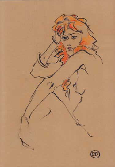 Drawing titled "A660 Ambre" by Etienne Bonnet, Original Artwork, Pastel