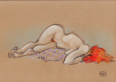 Zeichnungen mit dem Titel "A455 Zoé" von Etienne Bonnet, Original-Kunstwerk, Pastell
