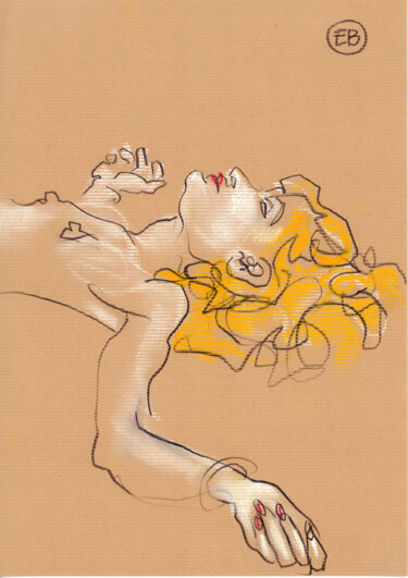 Drawing titled "A821 Ambre" by Etienne Bonnet, Original Artwork, Pastel