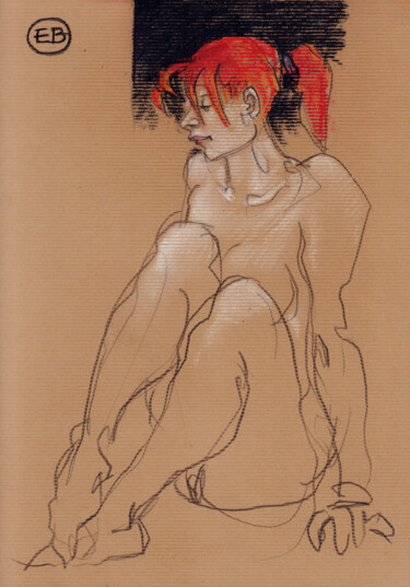 Desenho intitulada "A408 Thérèse" por Etienne Bonnet, Obras de arte originais, Pastel