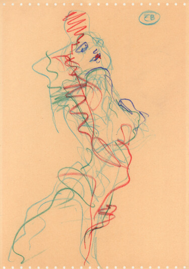 Disegno intitolato "A539 Luisa" da Etienne Bonnet, Opera d'arte originale, Pastello