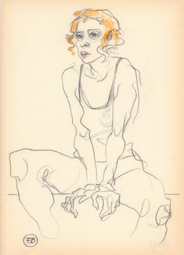 Disegno intitolato "A476 Rosalie" da Etienne Bonnet, Opera d'arte originale, Matite colorate